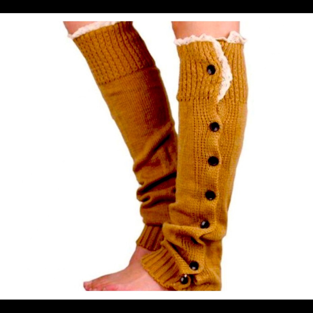 Women's Knitted Leg Warmers with Buttons, 6 Colors
